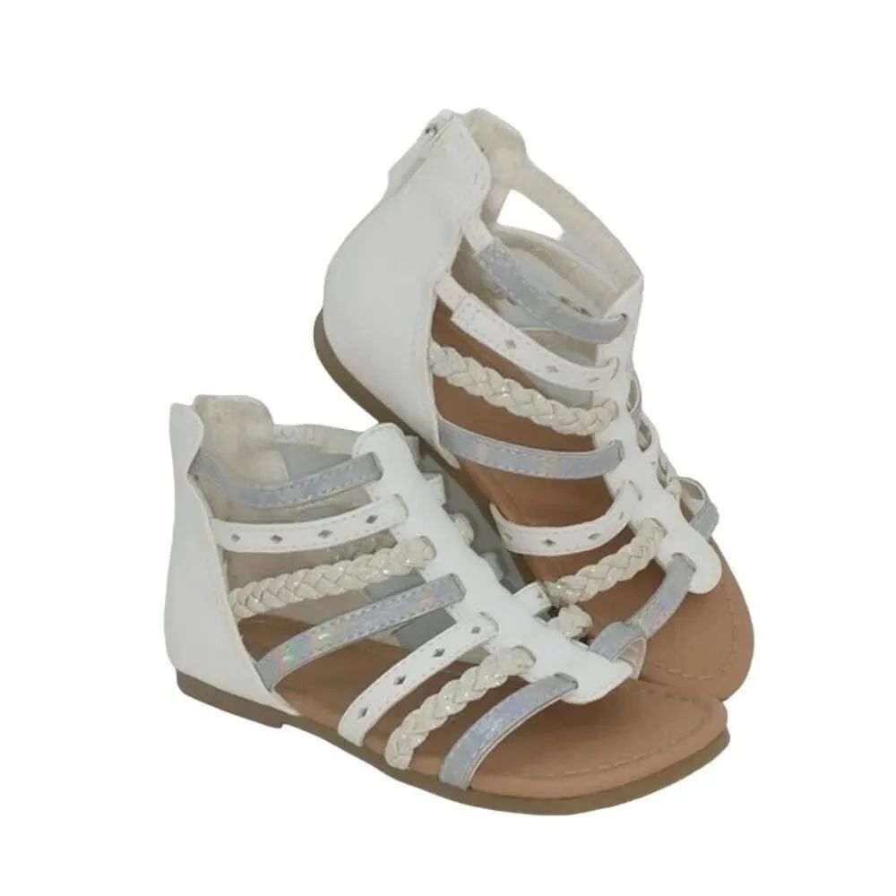 WONDER NATION Toddler Girls White Braided Gladiator Sandals - Size: 9T